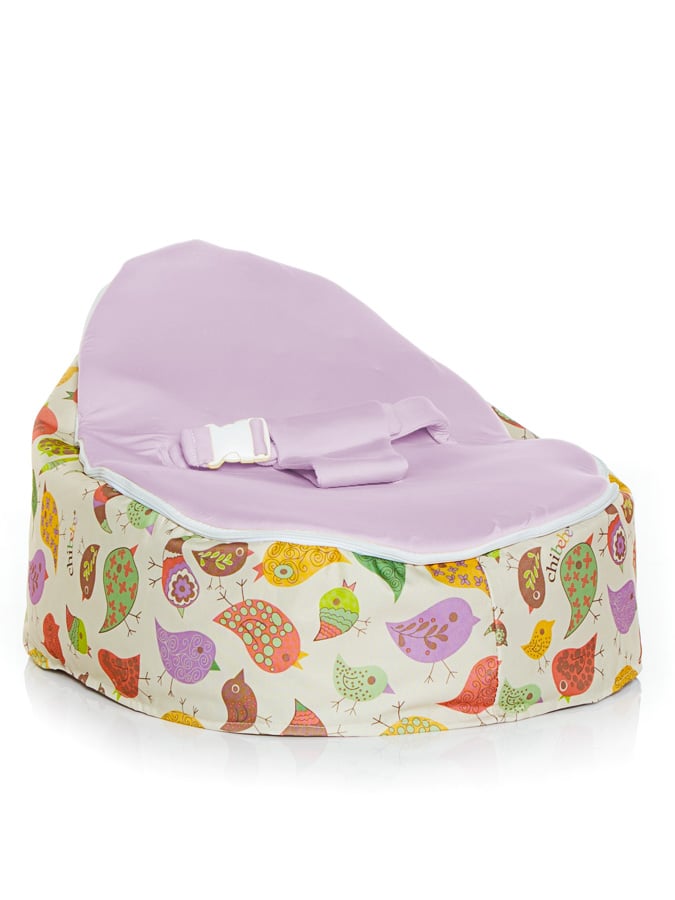 Baby bean bag aka Snuggle Pod by Chibebe in Chirpy design with purple seat