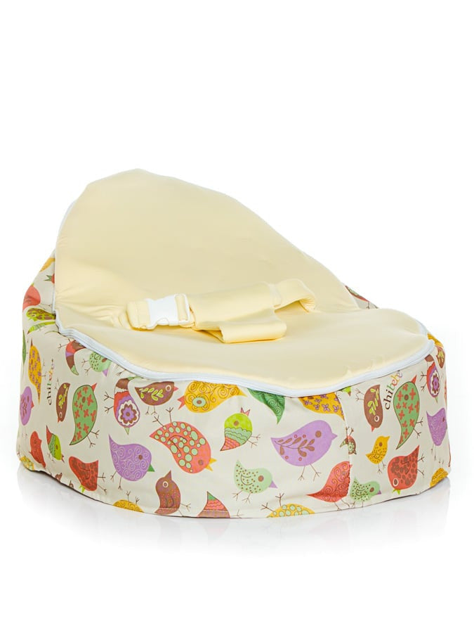 Chirpy Snuggle Pod baby bean bag by Chibebe. With cream seat