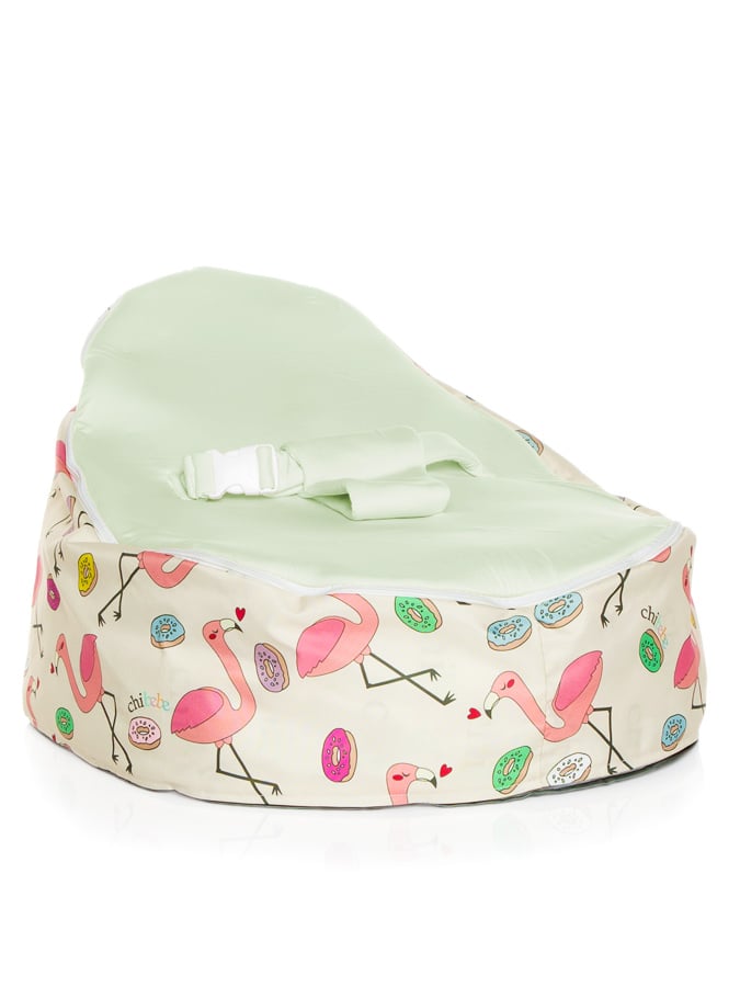 baby bean bag Flamingo design chibebe snuggle pod with lime green seat