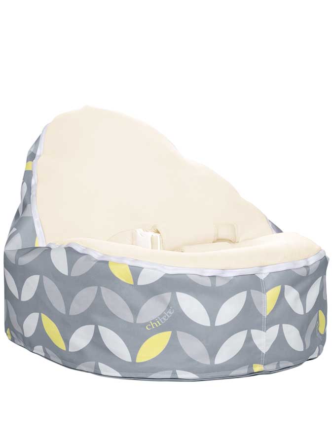 baby bean bag snuggle pod by Chibebe in bloom with cream seat