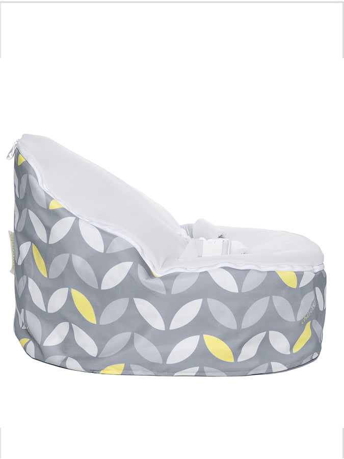 Bloom baby bean bag Snuggle Pod with gray seat by Chibebe