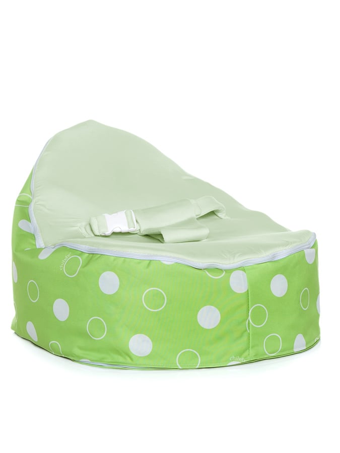 Green Polka snuggle pod baby bean bag with Lime green seat by Chibebe