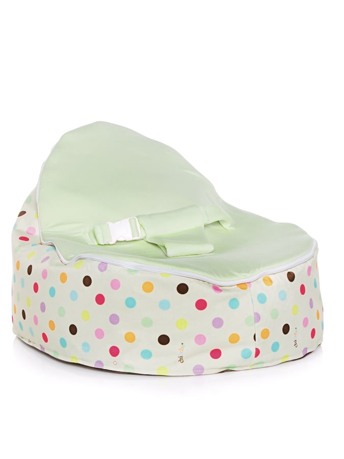 Sprinkles design Snuggle Pod baby beanbag by Chibebe with swappable Lime seat