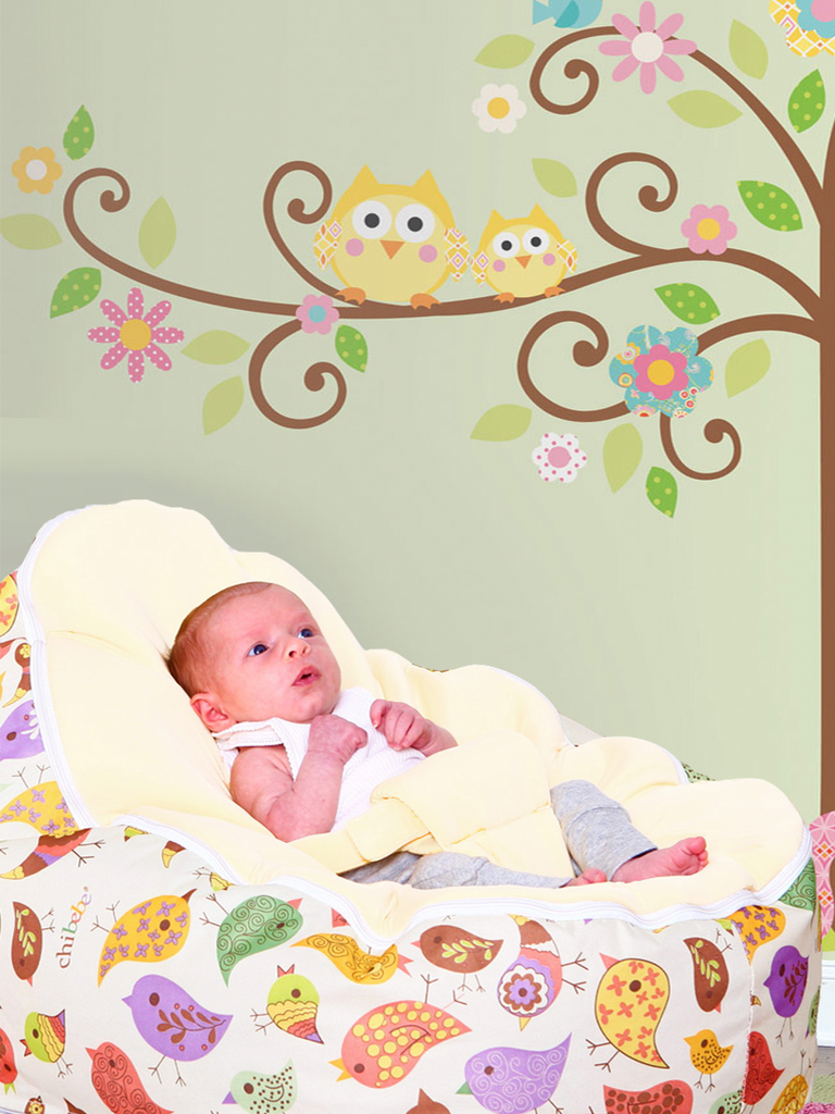 Baby bean bag lifestyle image featuring the Chirpy Snuggle Pod from Chibebe